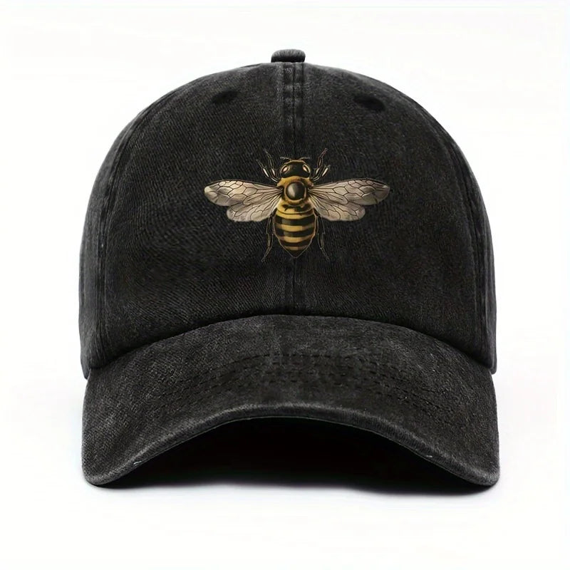 A bee print simple design baseball cap travel sunscreen versatile style for men and women