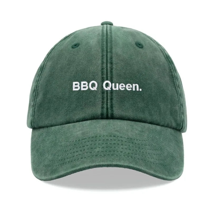 1pc ''BBQ Queen'' Retro Washed Baseball Cap for Women,outdoor Leisure Washed Adjustable Driver Caps,suitable for Parties,camping