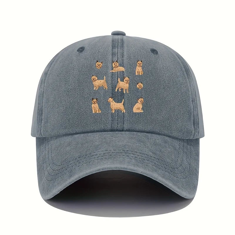 Cute dog pattern baseball cap, daily casual fashion, men's and women's universal sun protection duckbill cap