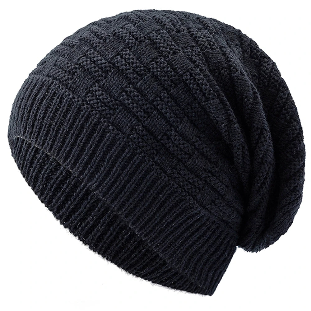 New Unisex Winter Hat Long Size Knitted Cap Casual Beanies For Men & Women Solid Bonnet Cap