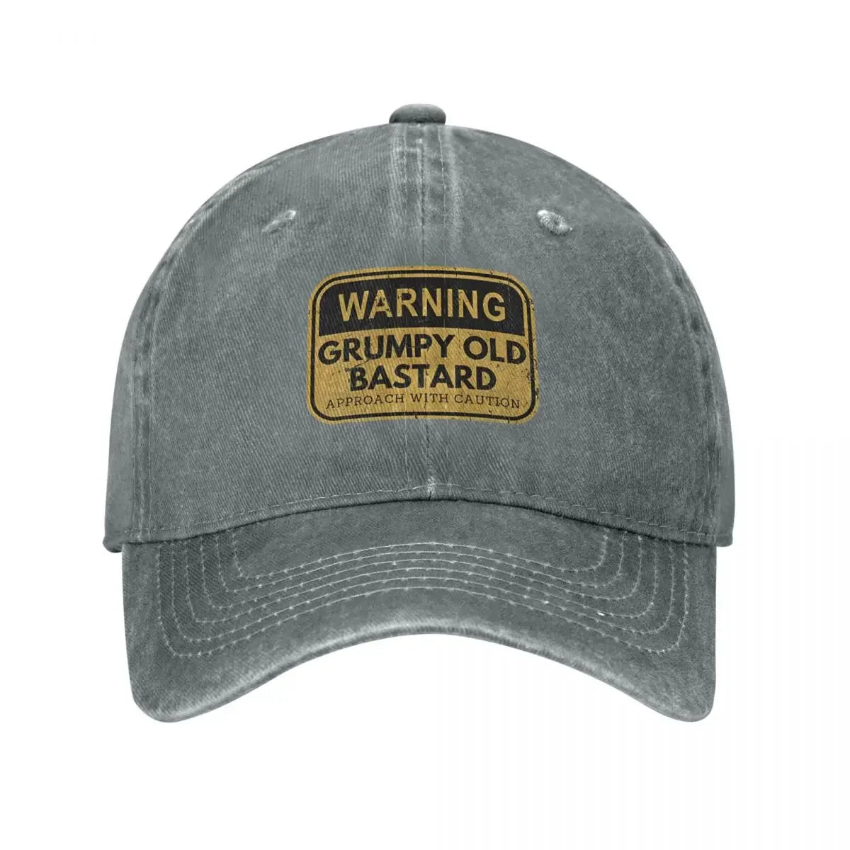 Warning Grumpy Old Bastard Approach Men Women Baseball Caps Funny Caution Distressed Washed Outdoor Adjustable Fit Snapback Hat