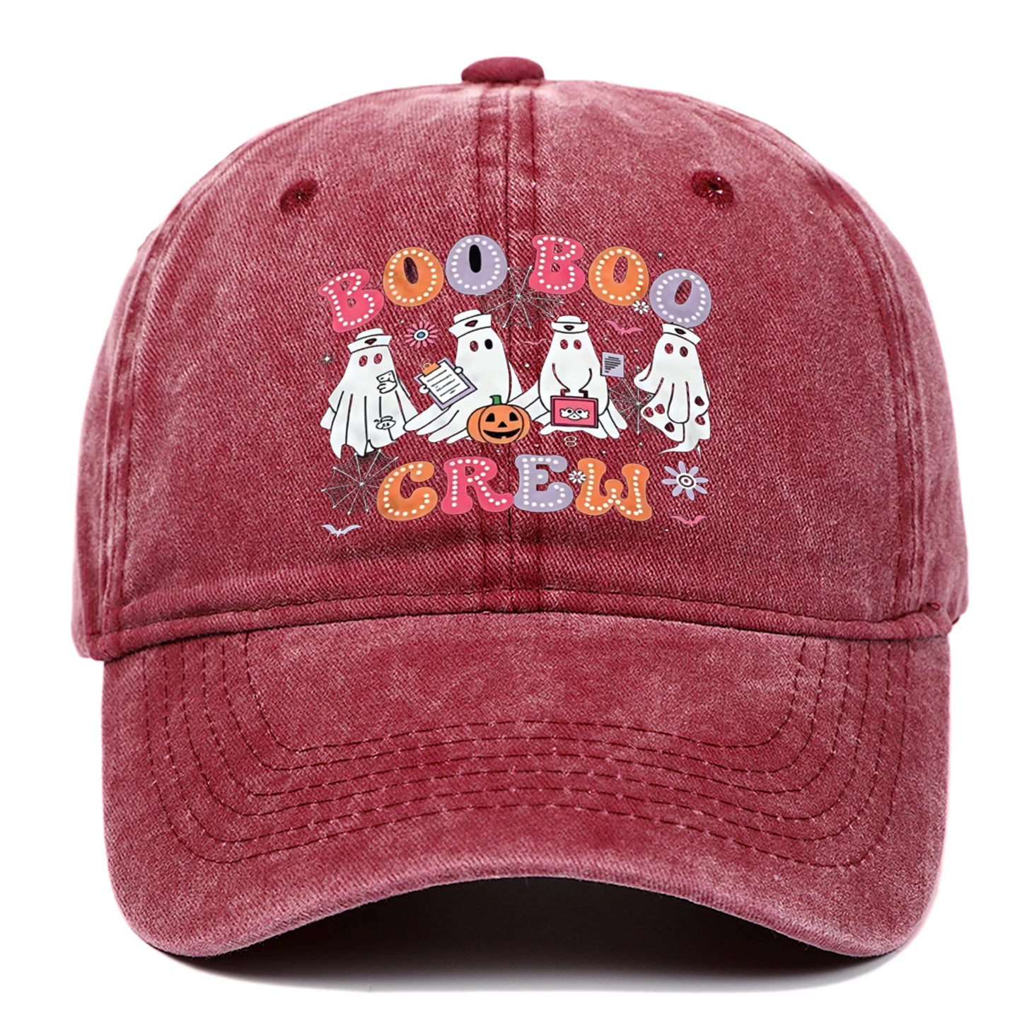 Letter pumpkin printed baseball cap, cute ghost duckbill cap,men's and women's Halloween holiday hats,adjustable and comfortable