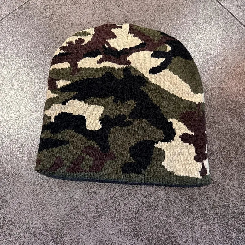 Women's Camouflage Knitted Hat Men Cry Caps Autumn/winter Warm Street Style Casual Beanie Beanie Caps