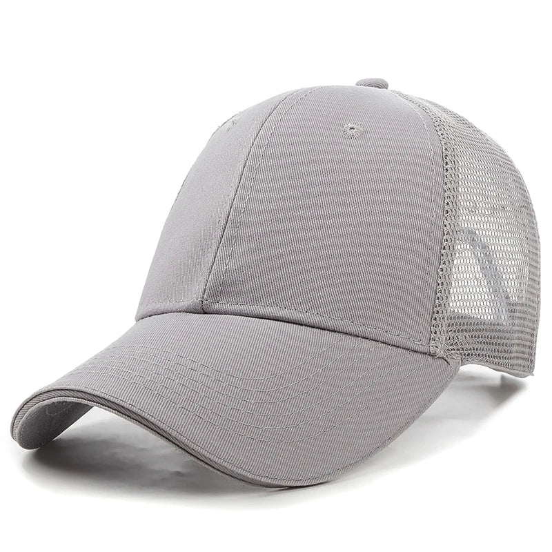 Unisex Mesh Cap Casual Plain Cotton Baseball Cap Adjustable Summer Trucker Hats For Women Men