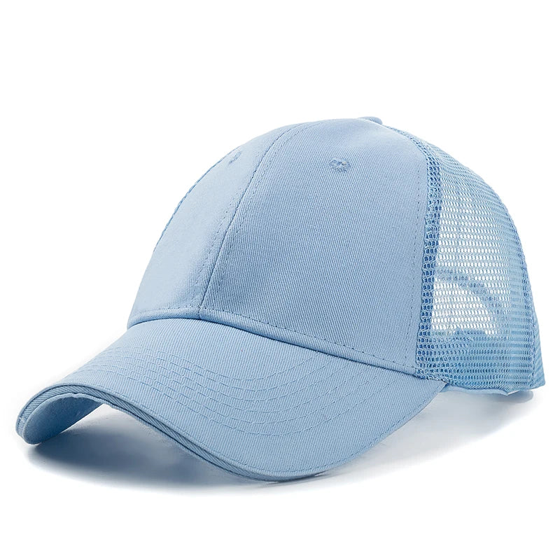Unisex Mesh Cap Casual Plain Cotton Baseball Cap Adjustable Summer Trucker Hats For Women Men