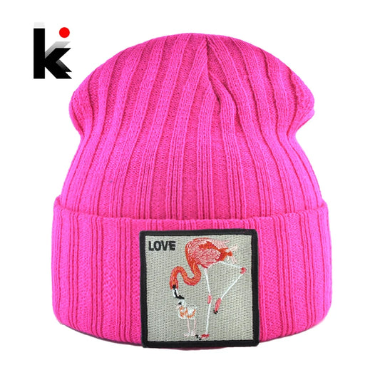 Skullies Beanies Women Autumn Winter Streetwear Knit Beanies Hat Men Knitted Solid Color Bonnet Gorras With Embroidery Patch Cap