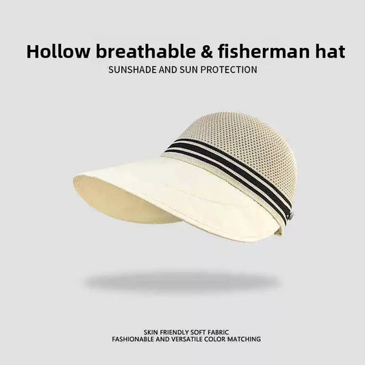 1pc Hollow-Out Sun Hat for WomenWide Brim Breathable Plus Wide Peaked Cap for UV Protection Sun Beach Hat for Hiking Outdoor