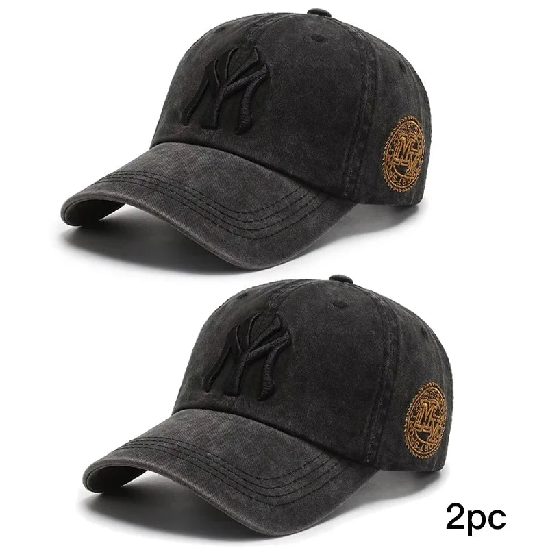 Hat Women's Korean Version Cap Soft Top Washed Distressed Baseball Cap Fashion Casual Men's Embroidery Sunshade Sunscreen Hat