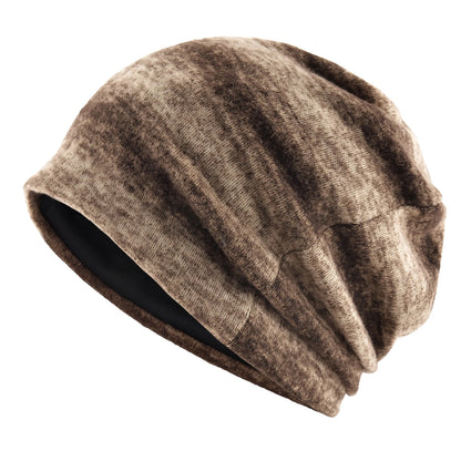 Unisex Striped Knit Beanie Women Winter Fall Warm Slouchy Hat Stretchy Cuff Trendy Streetwear Bonnet Cap Men Women