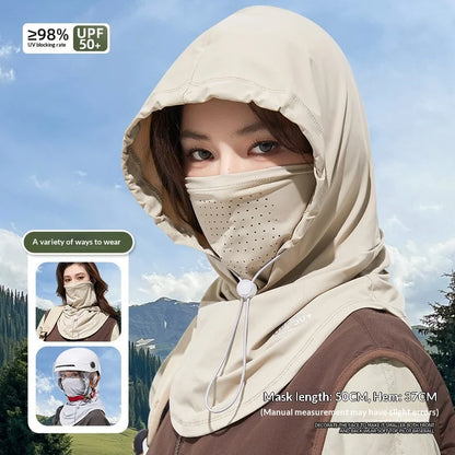 1pc Ice Silk Lightweight Summer Outdoor Cycling Sun Protection Face Mask Long Neck Cover Integrat Multi-Functional Balaclava Hat
