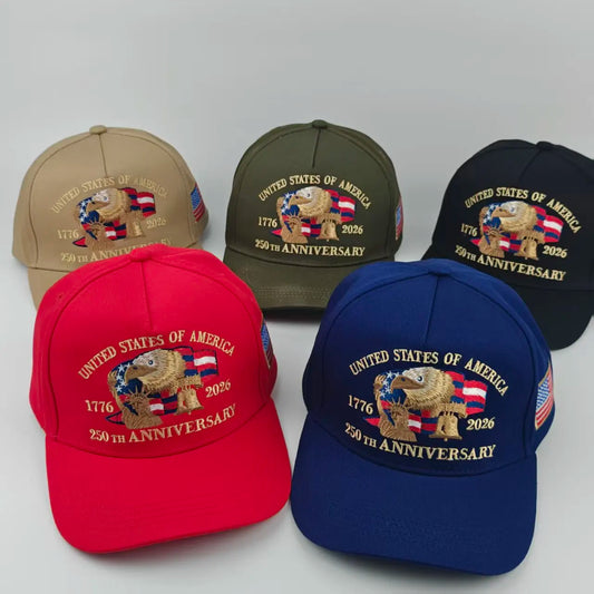 U.S. 250th Anniversary Milestone Cap! Eagle, Flag, Statue of Liberty & Bell. Marks 1776 - 2026. Ideal for Patriotic Souls at