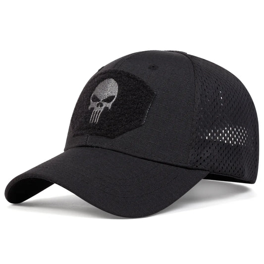 Camouflage baseball net cap, special forces tactical skull, sun shading magic tape, duckbill cap