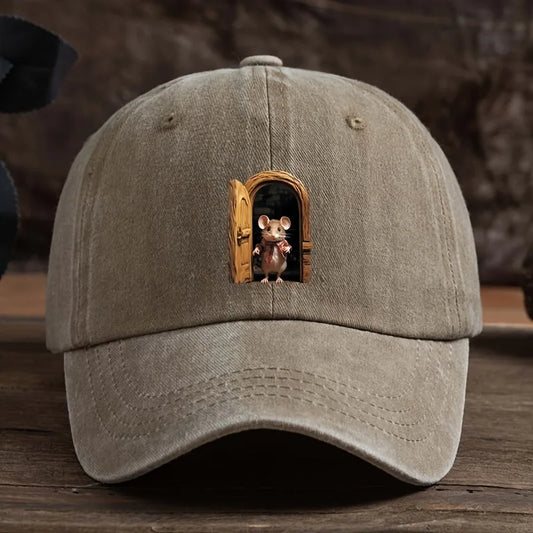Cute Mouse Printed Baseball Hat Versatile Outdoor Leisure Fishing Hat Sunshade Duck Tongue Travel Hat