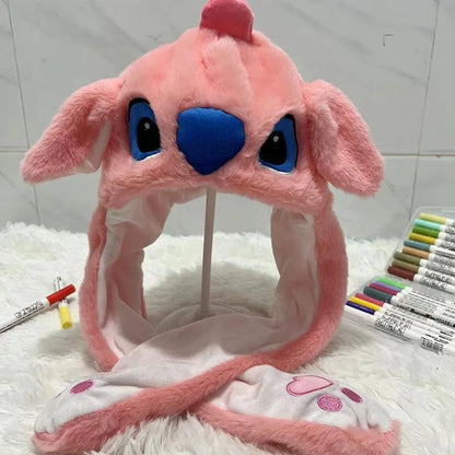 Plush Moving Rabbit Hats Children Plush Hat After Pressing The Paw Ear Can Move Hair Band Decoration Prop Cosplay Adult Cute Hat