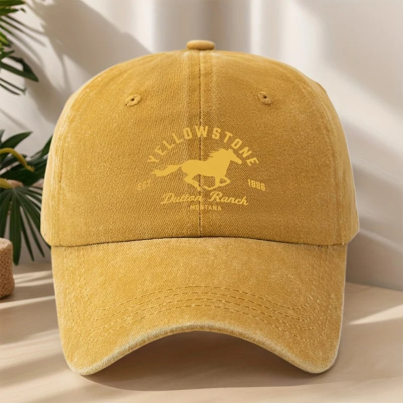 Yellowstone horse print baseball cap,classic retro duckbill cap,comfortable sweat absorbing breathable cap,outdoor casual sports