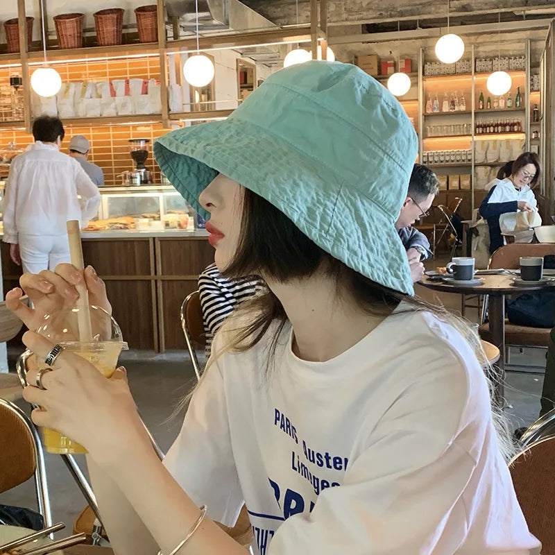 1pc Japanese Style Fisherman Hat for Women Sun-Proof UV Protection Sun Hats Quick-Drying Camping Alpine Cap Bucket Hat Панама