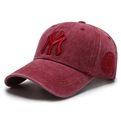 Hat Women's Korean Version Cap Soft Top Washed Distressed Baseball Cap Fashion Casual Men's Embroidery Sunshade Sunscreen Hat