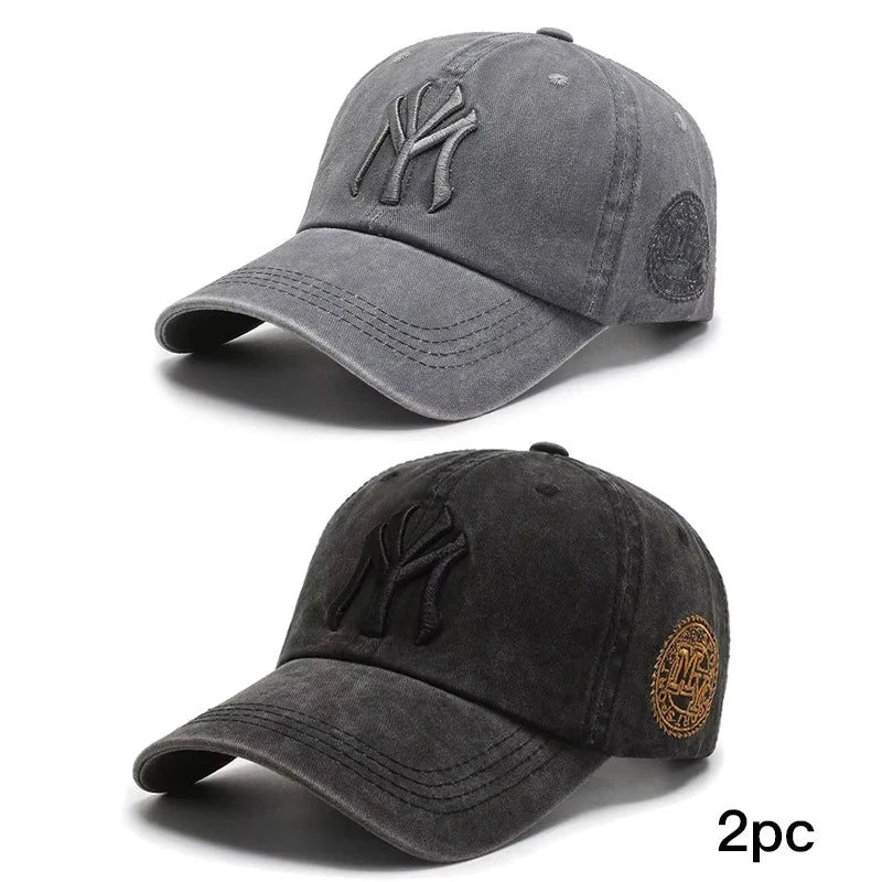 Hat Women's Korean Version Cap Soft Top Washed Distressed Baseball Cap Fashion Casual Men's Embroidery Sunshade Sunscreen Hat