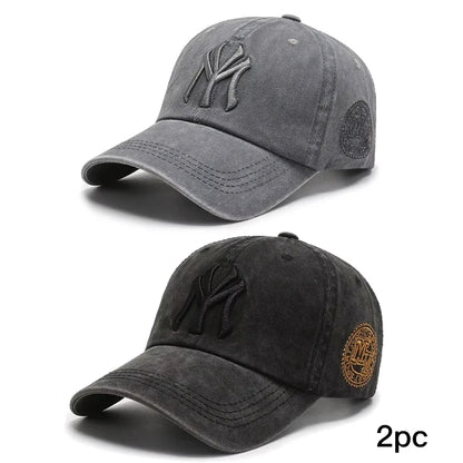 Hat Women's Korean Version Cap Soft Top Washed Distressed Baseball Cap Fashion Casual Men's Embroidery Sunshade Sunscreen Hat