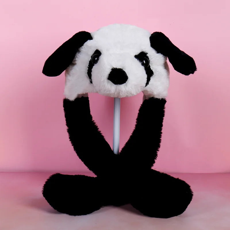 Plush Moving Rabbit Hats Children Plush Hat After Pressing The Paw Ear Can Move Hair Band Decoration Prop Cosplay Adult Cute Hat