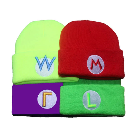Odyssey Game Cartoon Anime Super Luigi Bros Knitted Hat Unisex Embroider Woolen Cosplay Kawaii Autumn Winter Cap Adult Kids