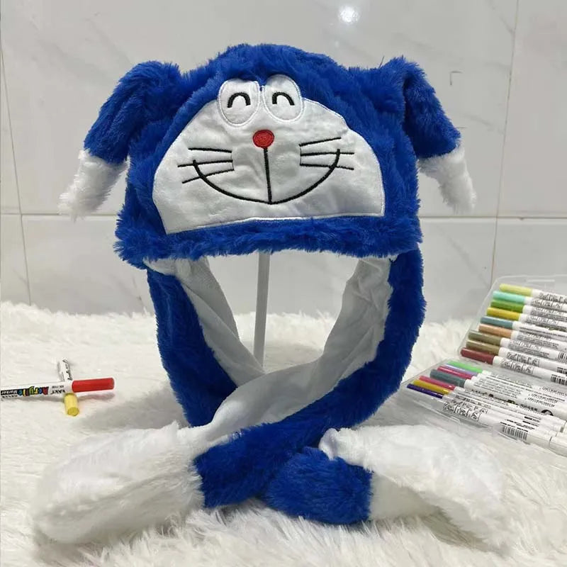 Plush Moving Rabbit Hats Children Plush Hat After Pressing The Paw Ear Can Move Hair Band Decoration Prop Cosplay Adult Cute Hat
