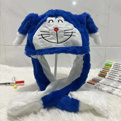 Plush Moving Rabbit Hats Children Plush Hat After Pressing The Paw Ear Can Move Hair Band Decoration Prop Cosplay Adult Cute Hat