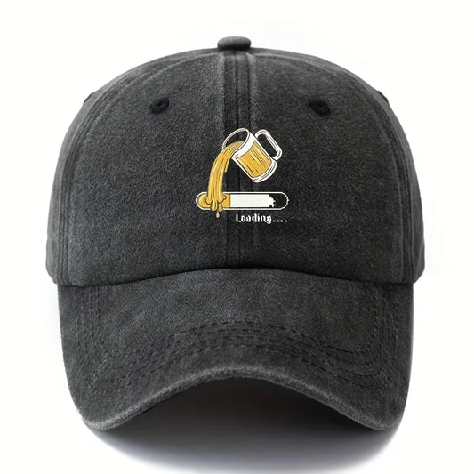 Adjustable baseball cap for both men and women with fun beer print for daily leisure, outdoor sports, and running