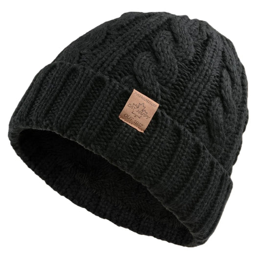 Hot Sale Unisex Premium Winter Hats Casual Maple Leaf Label Decor Beanie Cap Winter Couple Knitted Hats