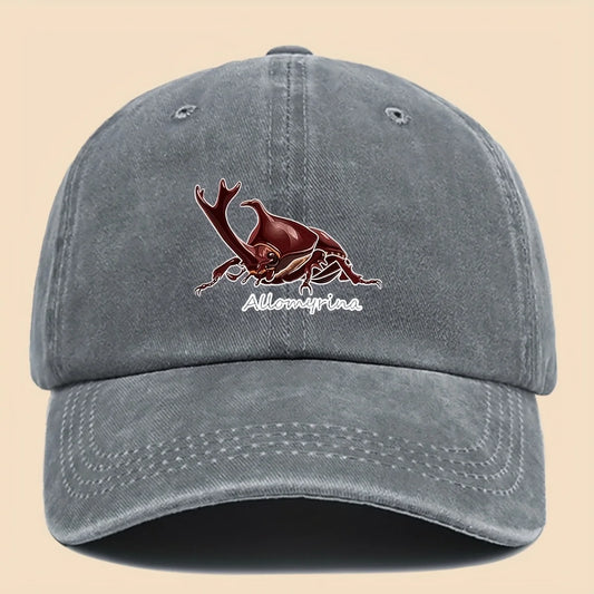 Rhinoceros Beetle Fun Printed Baseball Hat Dad Truck Hat Retro Outdoor Adventure Sunshade Hat Hiking Insect Enthusiast