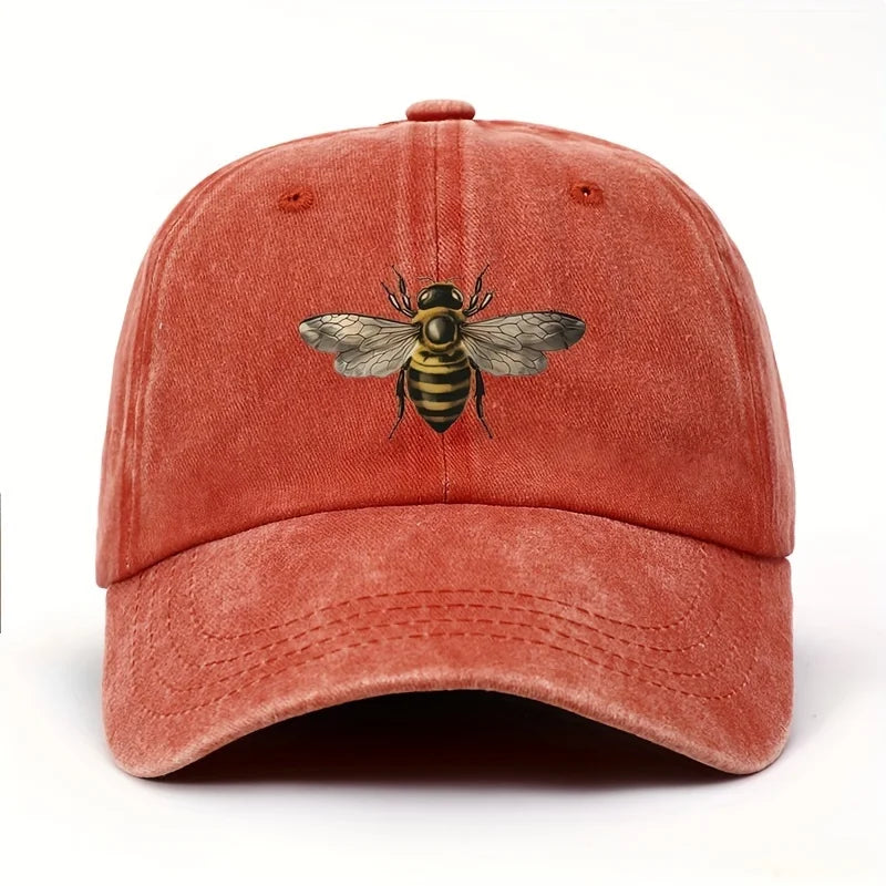 A bee print simple design baseball cap travel sunscreen versatile style for men and women