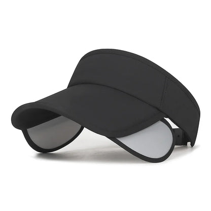 Summer Retractable Brim Sunscreen Sunshade Empty Top Hat Outdoor Solid Color Versatile Anti-Uv Sports Sun Hat
