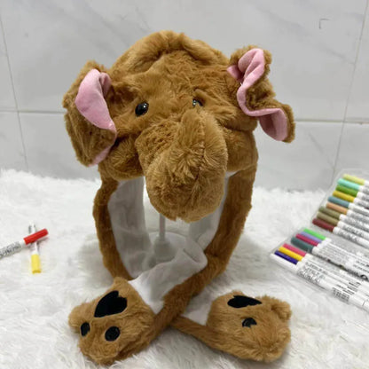 Plush Moving Rabbit Hats Children Plush Hat After Pressing The Paw Ear Can Move Hair Band Decoration Prop Cosplay Adult Cute Hat