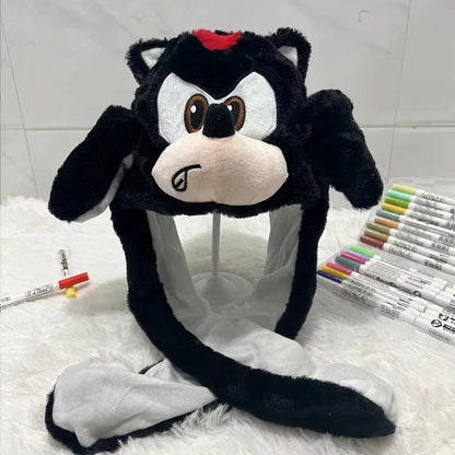 Plush Moving Rabbit Hats Children Plush Hat After Pressing The Paw Ear Can Move Hair Band Decoration Prop Cosplay Adult Cute Hat