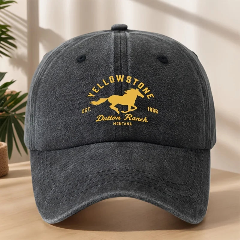 Yellowstone horse print baseball cap,classic retro duckbill cap,comfortable sweat absorbing breathable cap,outdoor casual sports