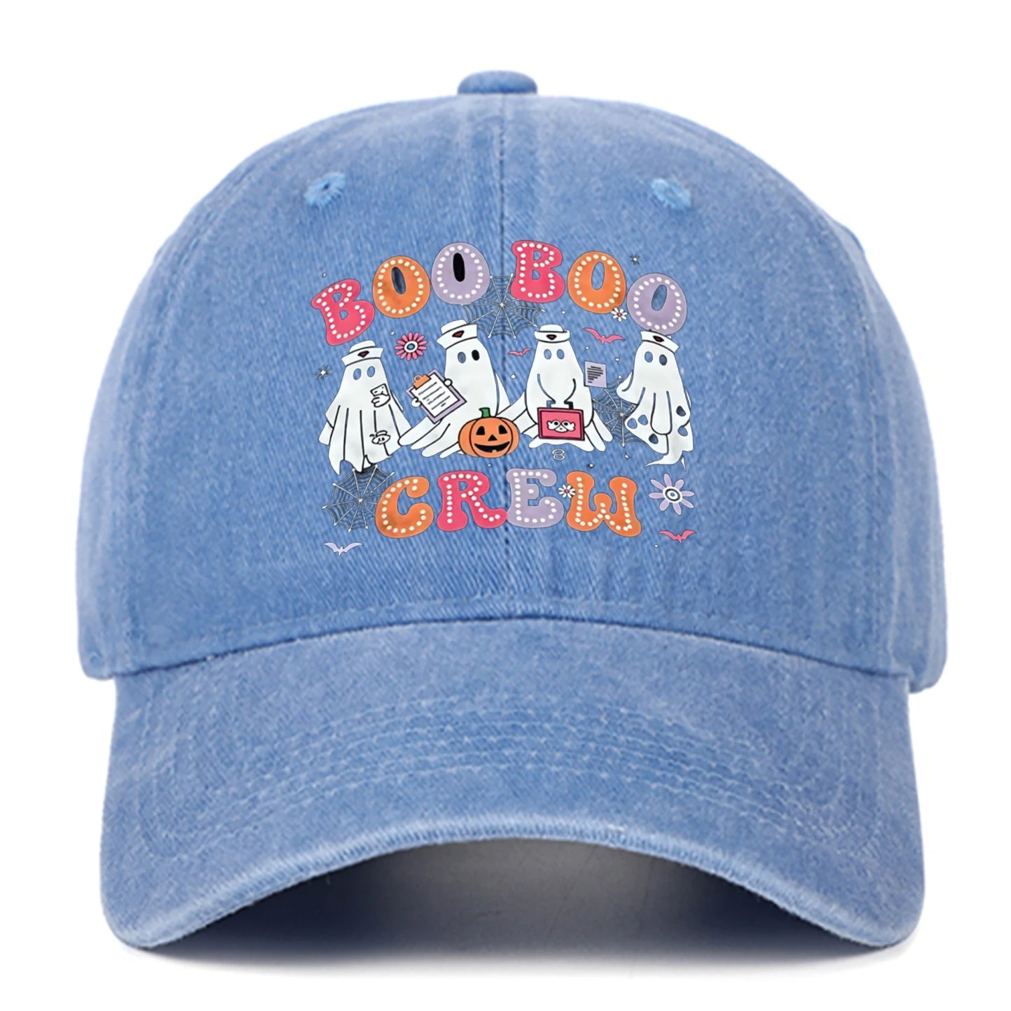 Letter pumpkin printed baseball cap, cute ghost duckbill cap,men's and women's Halloween holiday hats,adjustable and comfortable