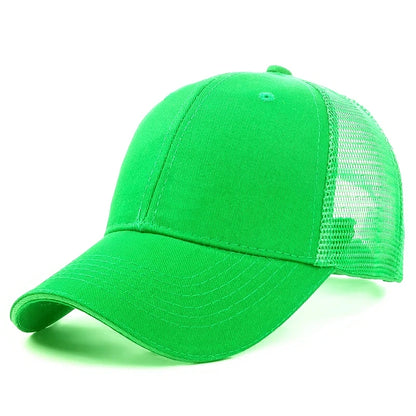 Unisex Mesh Cap Casual Plain Cotton Baseball Cap Adjustable Summer Trucker Hats For Women Men
