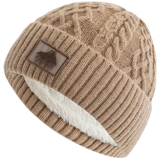 Unisex Keep Warm Winter Hat Plush Fur Lined Stylish Warm Cap Soft Beanie Hat For Men Women Outdoor Ski Sports Knitted Hat