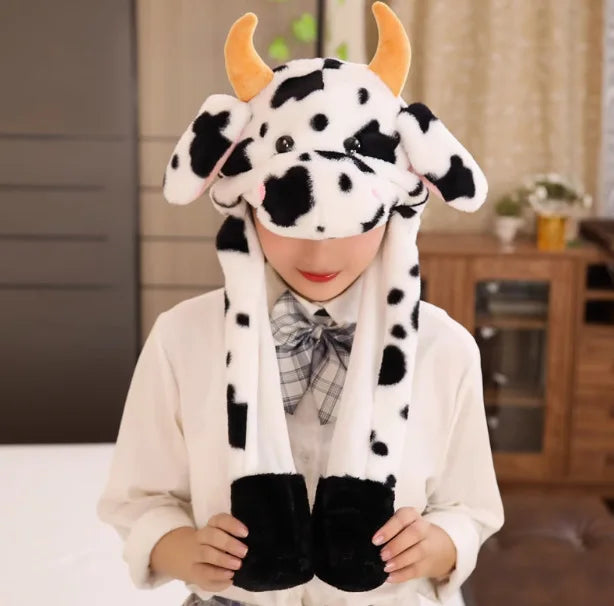 Plush Moving Rabbit Hats Children Plush Hat After Pressing The Paw Ear Can Move Hair Band Decoration Prop Cosplay Adult Cute Hat