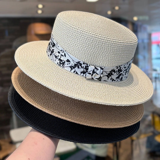 1pc French Hepburn Style Straw Hat for Women's Spring and Summer Beach Vacation Sunscreen Sunshade Hat,Retro Versatile Top Hat