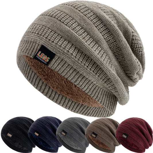 New Style Unisex Letter Label Warm Hat Stylish Plush Fur Lined Soft Beanie Chic Hat Thick Winter Hats For Women Men Knitted Hat