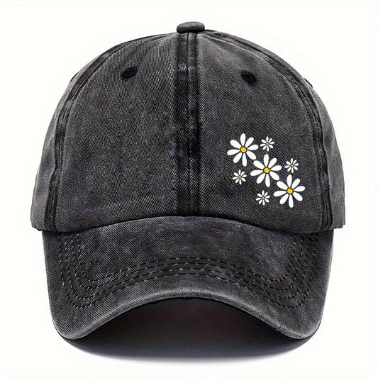 Men's retro sunflower print baseball cap suitable for beach and outdoor activities, summer style adjustable