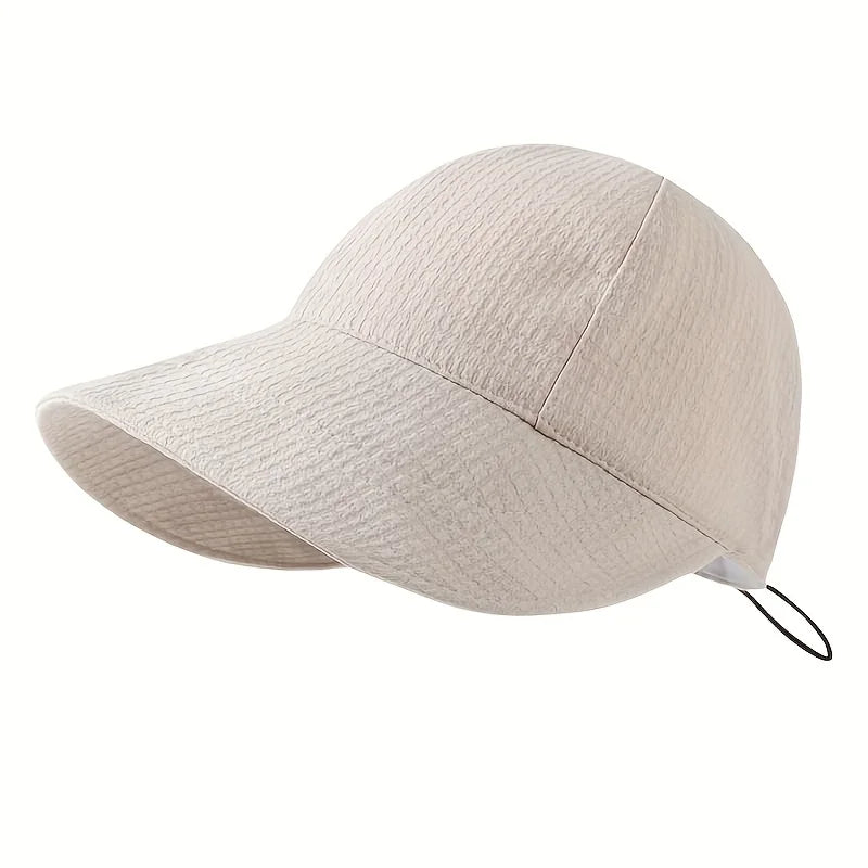 Women'S Breathable Women Bucket Hat with Adjustable Drawstring Elastic Polyester Sun Protection Head Caps,suitable for Beach