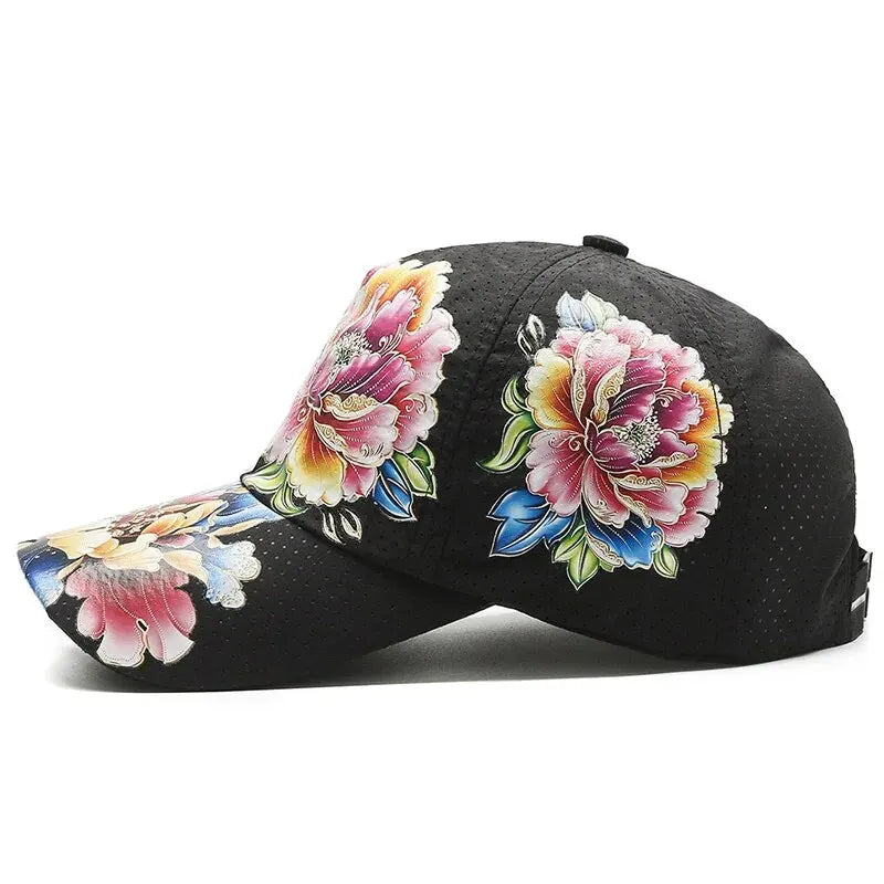 Summer Quick Dry Baseball Cap Men's and Women's Flower Sun Hats Printed Chinese Style Floral Sun Hats Outdoor Hats