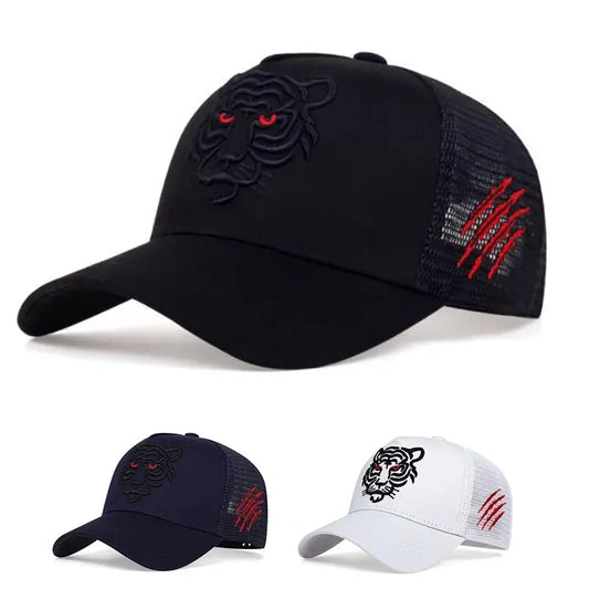 New Year Of The Tiger Natal Year Hat Men's Fashion High Top Tiger Head Embroidery Baseball Cap Trendy Brand Big Head Bib Cap