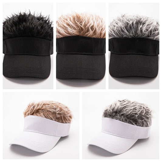 Adjustable sun wig hats for women and men, hip-hop sun visors