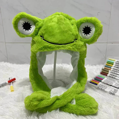 Plush Moving Rabbit Hats Children Plush Hat After Pressing The Paw Ear Can Move Hair Band Decoration Prop Cosplay Adult Cute Hat