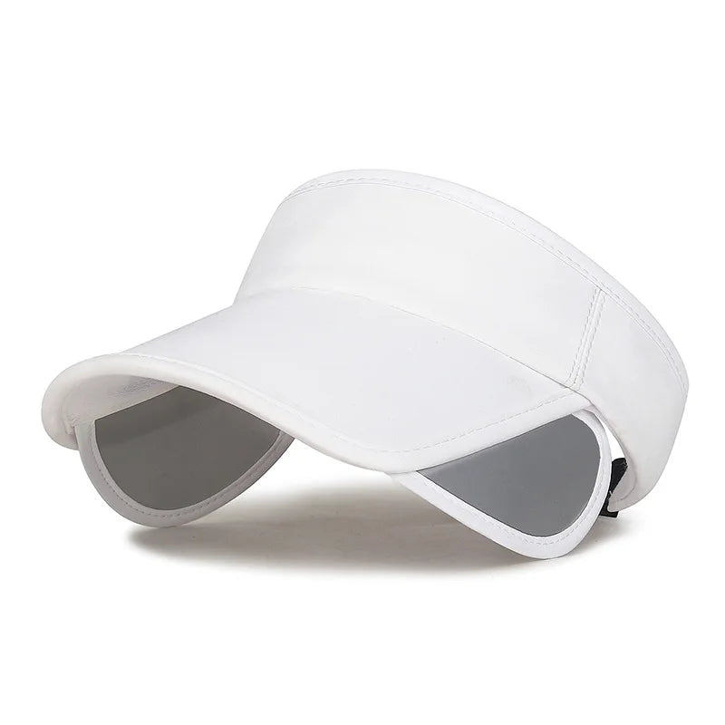 Summer Retractable Brim Sunscreen Sunshade Empty Top Hat Outdoor Solid Color Versatile Anti-Uv Sports Sun Hat