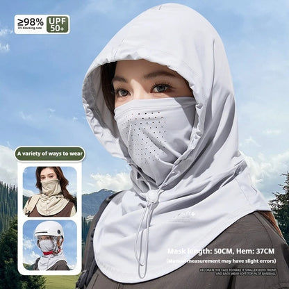 1pc Ice Silk Lightweight Summer Outdoor Cycling Sun Protection Face Mask Long Neck Cover Integrat Multi-Functional Balaclava Hat