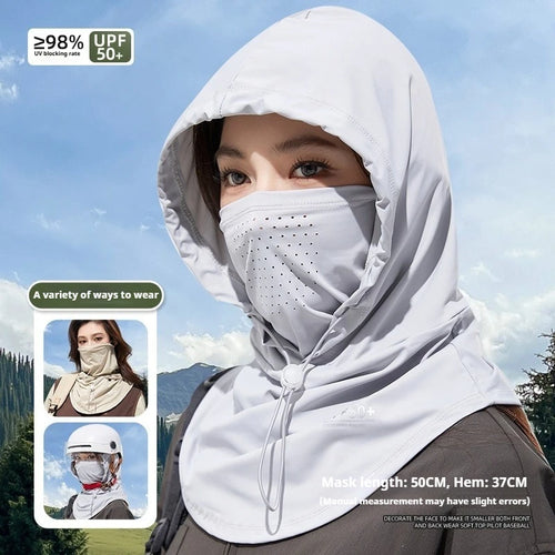 1pc Ice Silk Lightweight Summer Outdoor Cycling Sun Protection Face Mask Long Neck Cover Integrat Multi-Functional Balaclava Hat